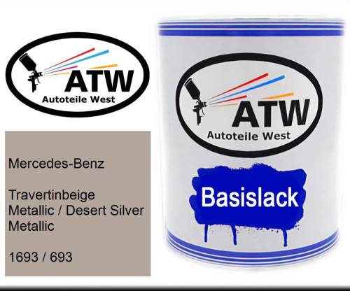 Mercedes-Benz, Travertinbeige Metallic / Desert Silver Metallic, 1693 / 693: 1L Lackdose, von ATW Autoteile West.